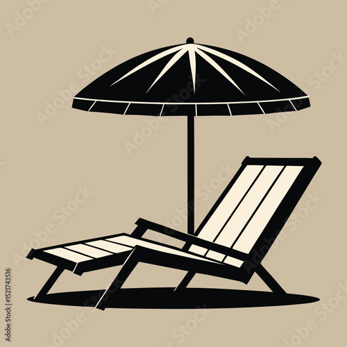deck chair and umbrella