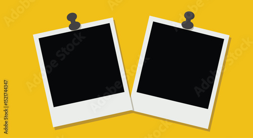 Realistic photo frames old paper design blank black photos with white frames.