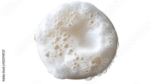 Effervescent beer foam floating softly on transparent background