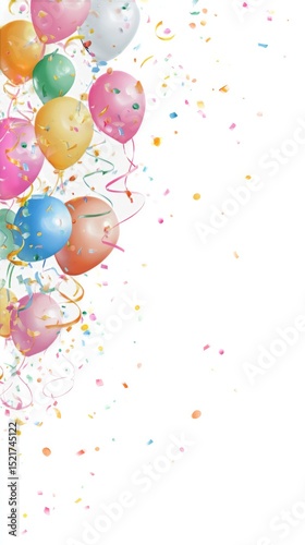 Colorful Balloons and Confetti Create a Festive Atmosphere for Celebrations