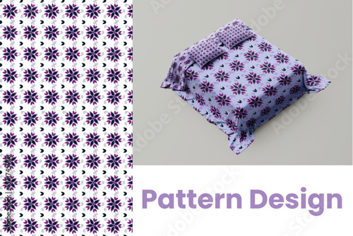 Seamless vector lotus flower pattern design 
