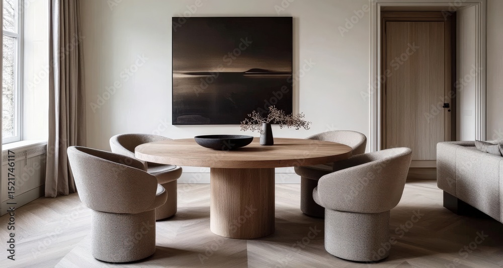 Fototapeta premium Modern Minimalist Dining Room Interior Design
