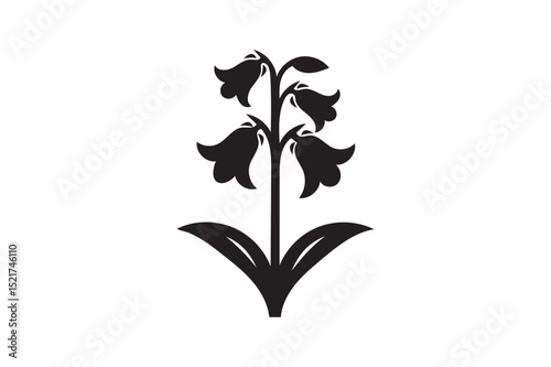 Bluebell flower icon silhouette on white background.