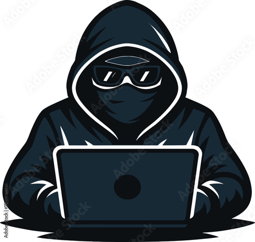 hacker stealing data from laptop