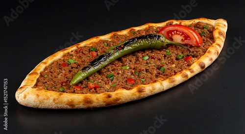 Single Piece of Lahmacun Turkish Flatbread Pizza