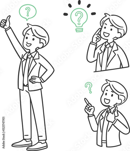 Businessman thinking ideas brainstorming illustrations