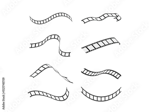 movies film background with film reel. 3d film reel. Film strip set vector image