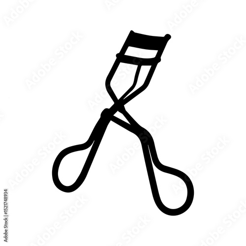 Vector Silhouette of an Eyelash Curler for Beauty and Makeup Tool Design

