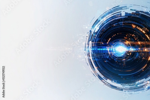 Dynamic Abstract Futuristic Circular Design With Glowing Light and Digital El...