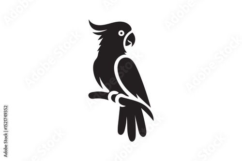 Cockatoo icon silhouette on white background.
