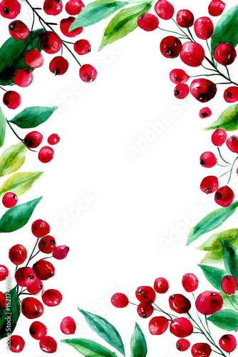 Beautiful Red Berry Border Design Suitable for Cards and Invitations.