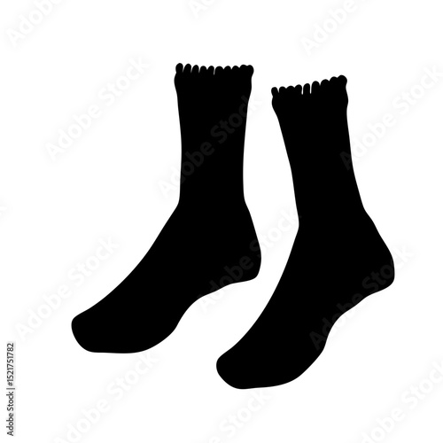 Black Ankle Socks Knee High Garments Silhouette Illustration 
