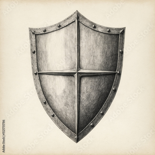Medieval Shield – Pencil Drawing Front View