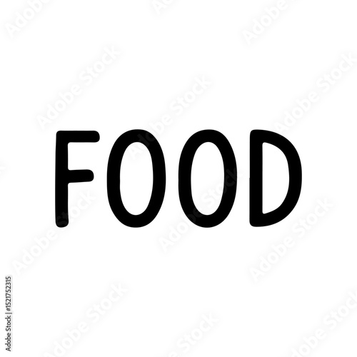 Bold "FOOD" text vector illustration, ideal for culinary themes, restaurant branding, or nutritional marketing. Perfect for blogs, menus, and food-related content. Clean, minimalist design.