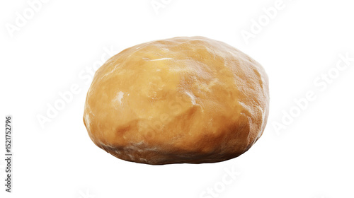 Freshly kneaded dough ball awaits baking on transparent background