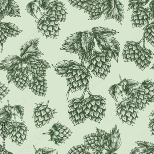 Hops and leaves pattern design for beer lovers