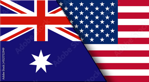 Flags of Australia and United States of America. Australian and American flags