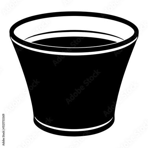 black plastic bucket isolated on white