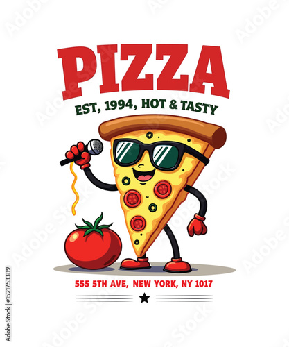 Cool Pizza Slice Character Hot & Tasty Pizza Since 1994 T Shirt Design