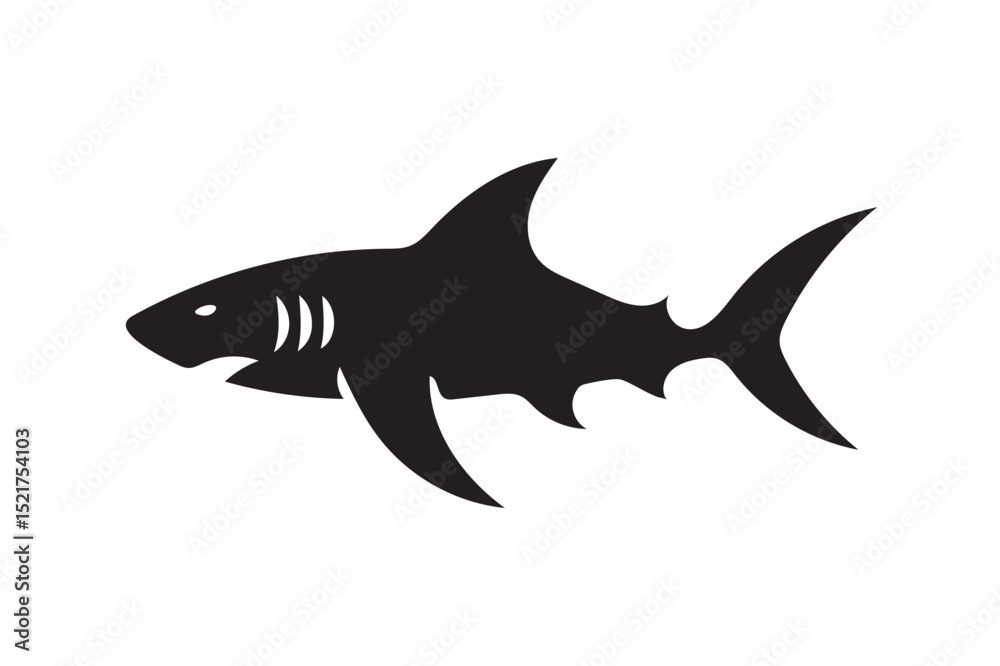 Fototapeta premium Shark icon silhouette on white background.