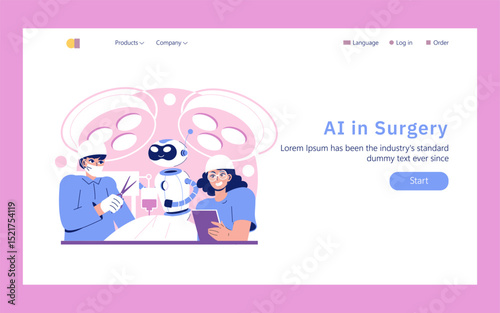AI In Medicine And Science. Flat Vector Illustration