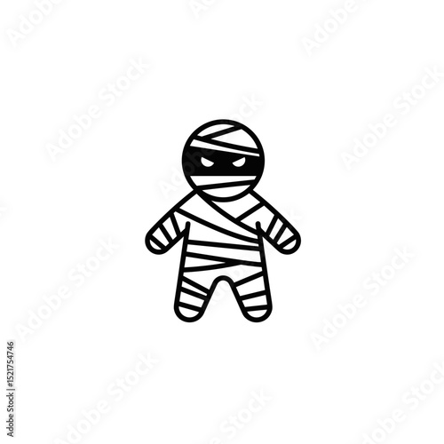 Cartoon mummy character with bandages and a playful expression  