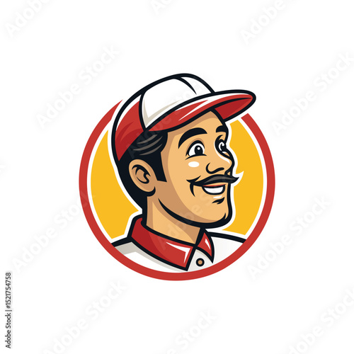 Man in Cap Icon Badge Emblem: An emblem featuring a man wearing a cap, perfect for sports teams and Esports organizations.