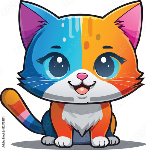 Cheerful Animated Kitty Graphic