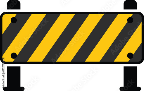 Road Barrier Icon Vector with Striped Warning Markings for Safety, Traffic Control, and Construction Design