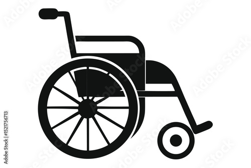 Minimalist Black Silhouette Wheelchair Icon Medical Mobility Assistance Device Design Representation for Accessibility