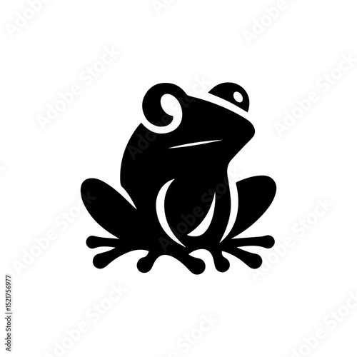 Minimalist black frog silhouette vector logo with abstract artistic details and distinctive amphibian shape