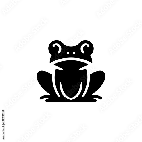 Minimalist black frog silhouette vector logo with abstract artistic details and distinctive amphibian shape
