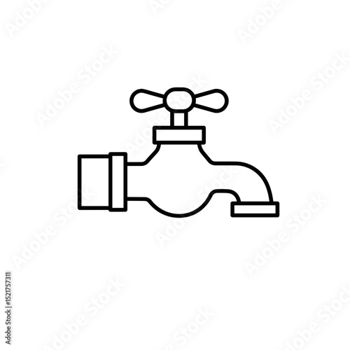 Simple outline of a water faucet in minimalist style  