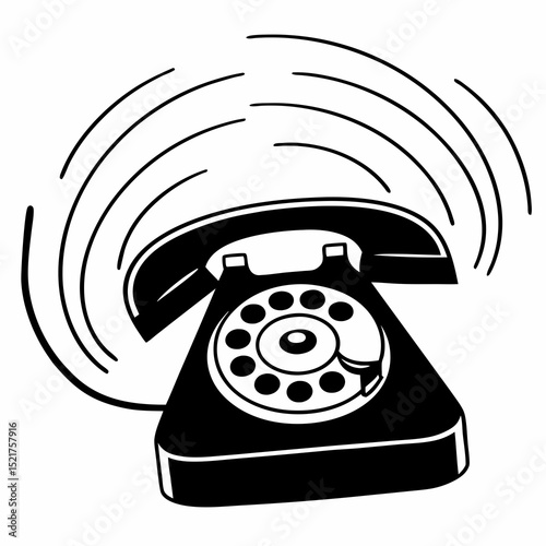 Vector illustration of a ringing vintage telephone for communication and nostalgia branding