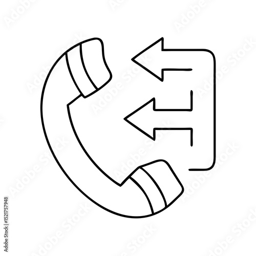 Vector illustration of a telephone with outgoing call arrows for communication and customer service