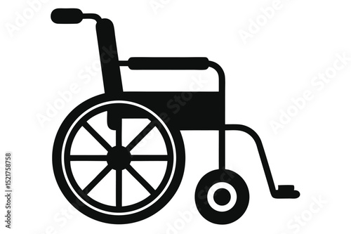 Wheelchair Black Silhouette Illustration Mobility Aid, Disability Support, Healthcare Equipment and Medical Assistance Tool