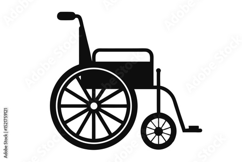 Simple Black Wheelchair Illustration Medical, Accessibility, and Mobility Aid Visual Element for Projects