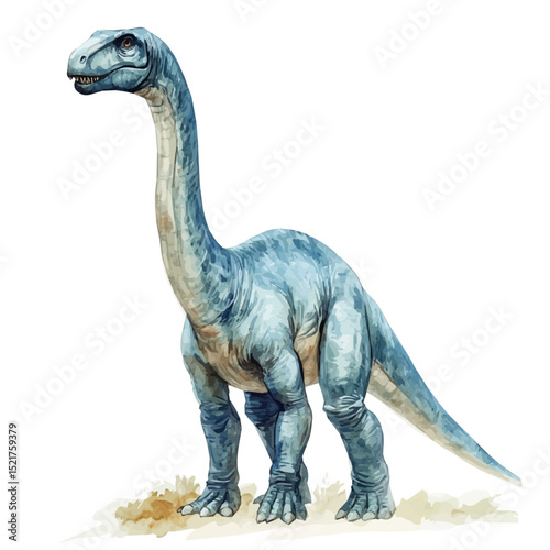 Diplodocus, watercolor illustration vector, high quality, isolated on a white background.