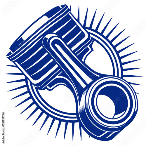 Piston moving with force lines and dynamic design in blue tones