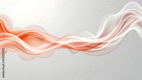 abstract digital art composition featuring dynamic, flowing curves of white, orange, and red
