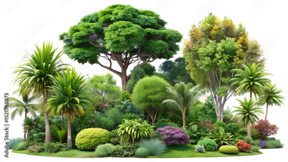 Fototapeta premium Green trees isolated are forest on transparent background.Forest and foliage in summer with cut path and alpha channel, high resolution
