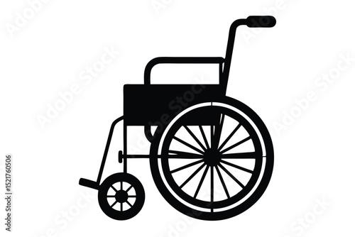 Isolated Black Wheelchair Silhouette Illustrating Mobility Assistance and Medical Equipment for Disabled Individuals