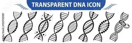DNA icon set VECTOR, Set of DNA icons, including a double helix, chromosome, and molecular structure symbol, in vector format.