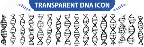 DNA icon set VECTOR, Set of DNA icons, including a double helix, chromosome, and molecular structure symbol, in vector format.