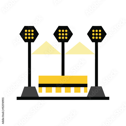 Football Stadium Lights Shining Vector Illustration