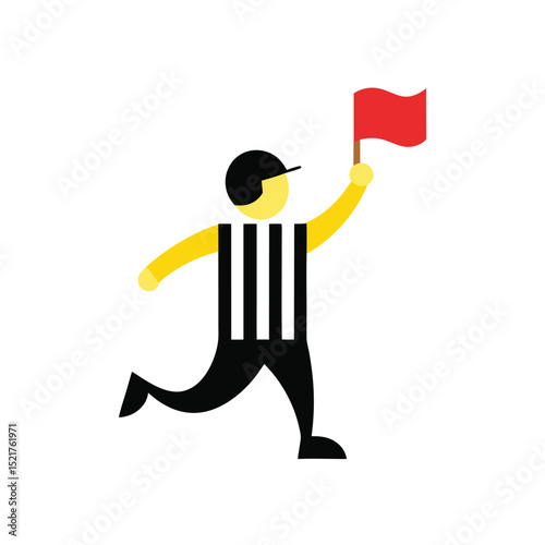 Referee Throwing Penalty Flag Vector Illustration
