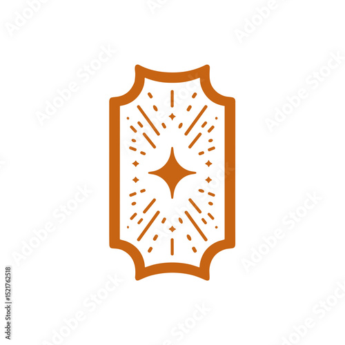 Decorative graphic emblem with star and sunburst design  
