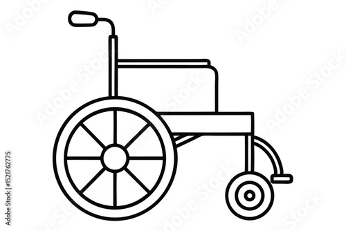 Wheelchair Outline with Handle, Seat, Large Wheels, and Smaller Support Wheels Illustration