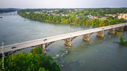 Areial image of the The Gervais Street Bridge in Columbia, SC in the morning photo