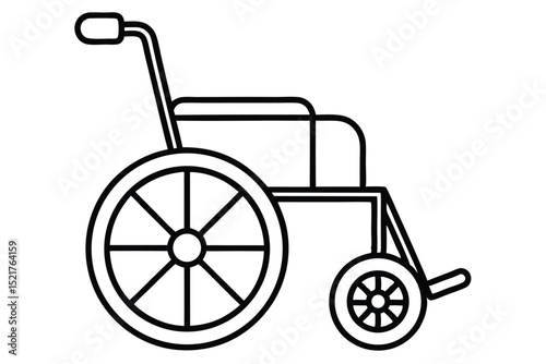 Outlined Wheelchair Illustration Depicting Mobility, Healthcare, and Accessibility in a Simple Design